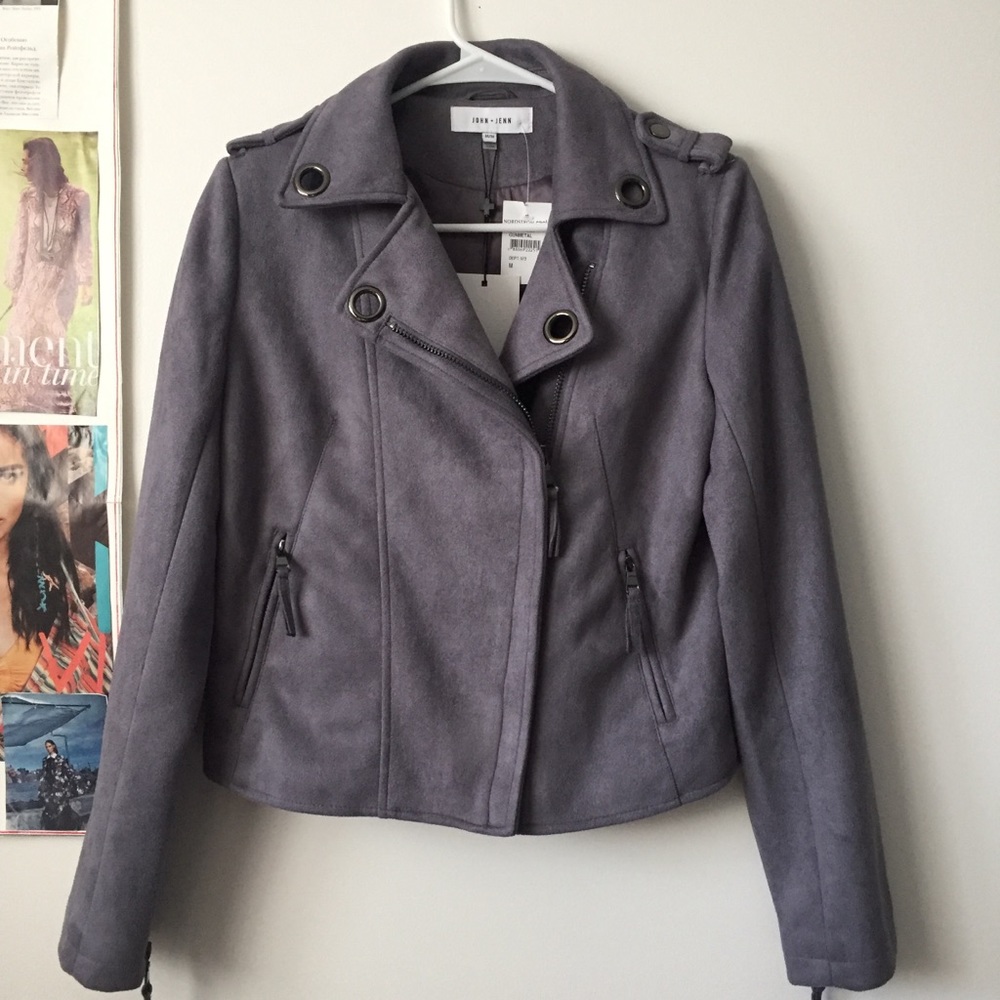 Faux suede moto jacket